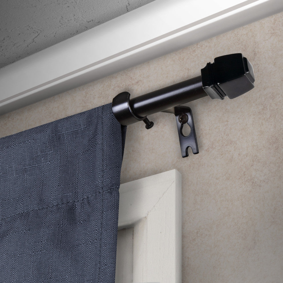Nona 5/8" Curtain Rod, Black, 28-48"