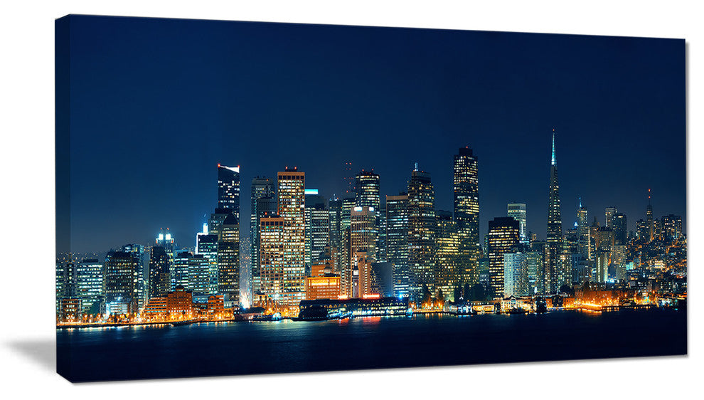 "San Francisco Skyline At Night" Cityscape Canvas print, 40"x20"