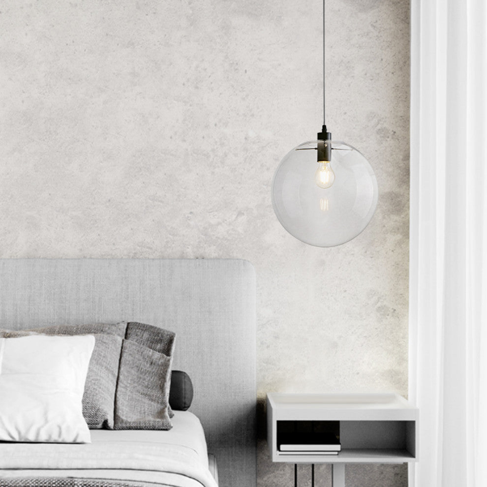 Modern Clear Glass Globe Pendant Light, 7.87"