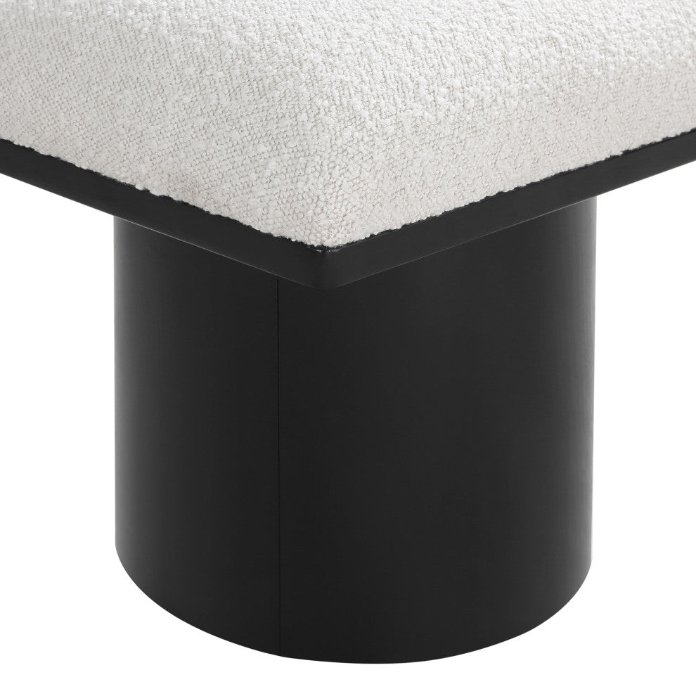 Pavilion Boucle Fabric Upholstered 10-Piece Modular Bench, Cream, Black Finish