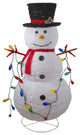 4' Lighted 3-D Chenille Winter Snowman with Top Hat Outdoor Christmas Decoration