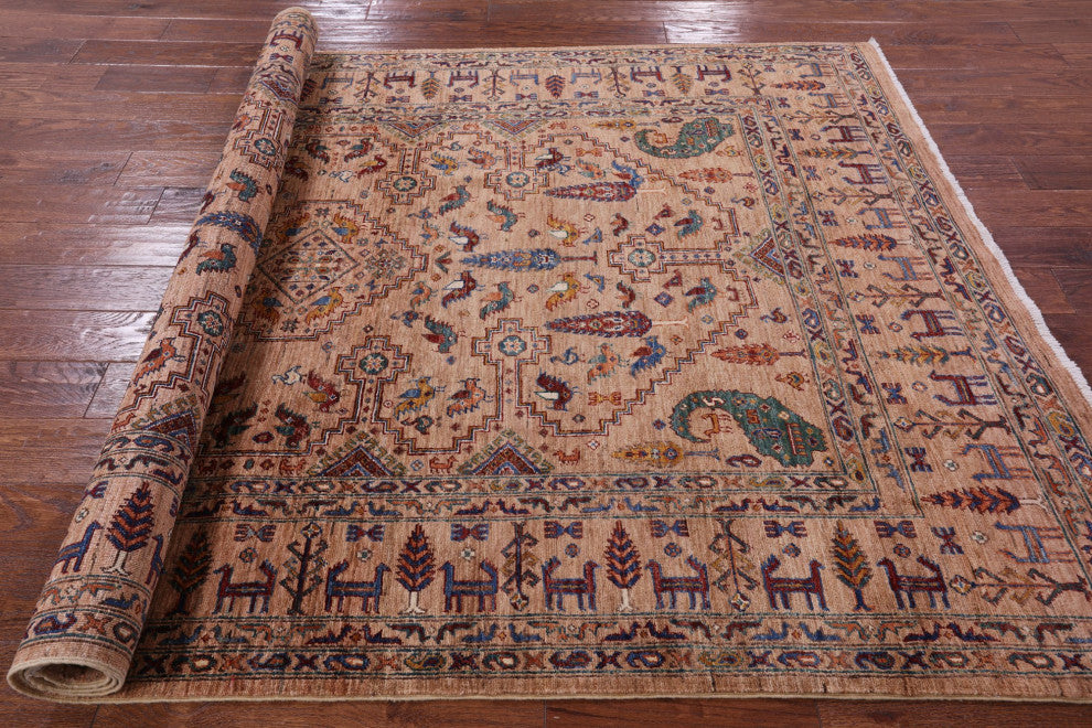 Persian Gabbeh Tribal Handmade Wool Rug 5' 7" X 8' 5" Q9975