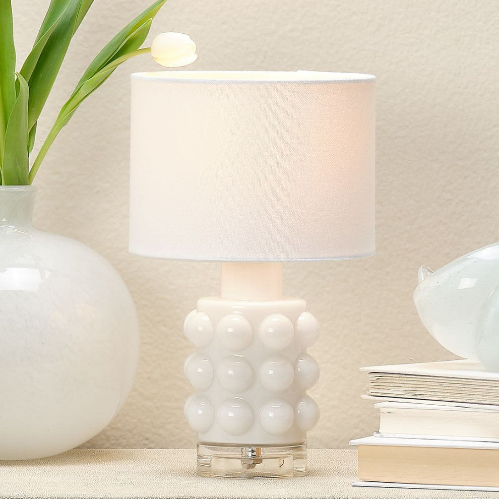 Contemporary Large Bubble White Glass Table Lamp 11 in Small Mini Modern Circles