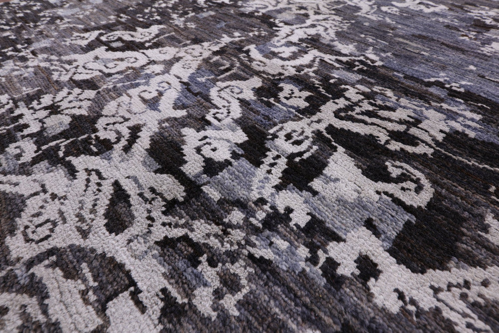 Runner Modern Hand-Knotted Wool and Silk Rug 2' 10" X 14' 0" Q10331