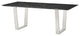 Catrine Dining Table in Black Wood Vein Marble and Polished Stainless Steel Base