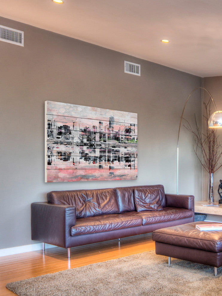 "Picturesque NYC" Print on White Wood, 36"x24"