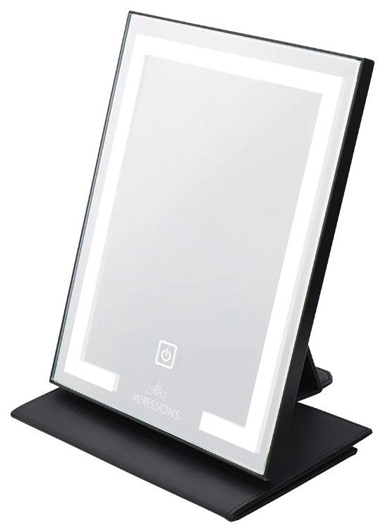 Lumiere Touch Pad Mini LED Makeup Mirror, Black, Led Strip Light