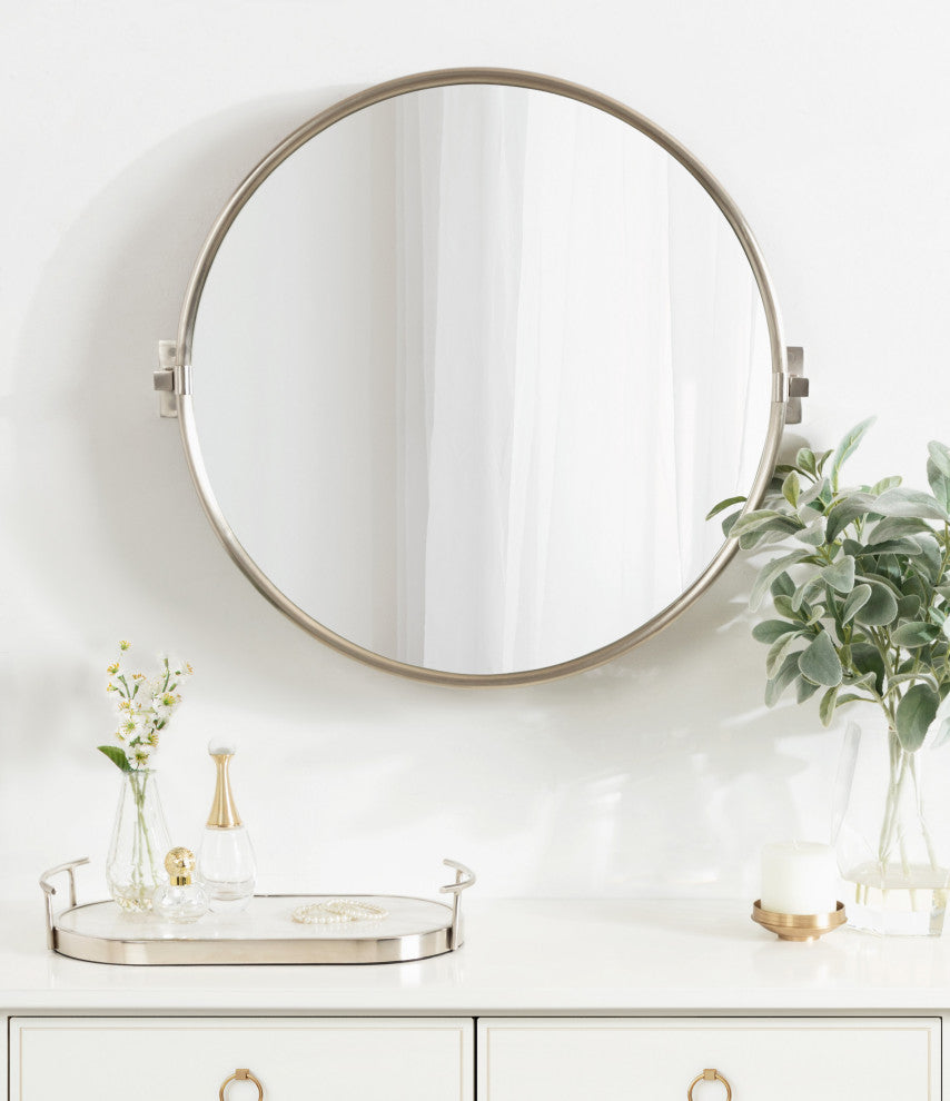 Taurus Pivot Wall Mirror, Silver 26x24