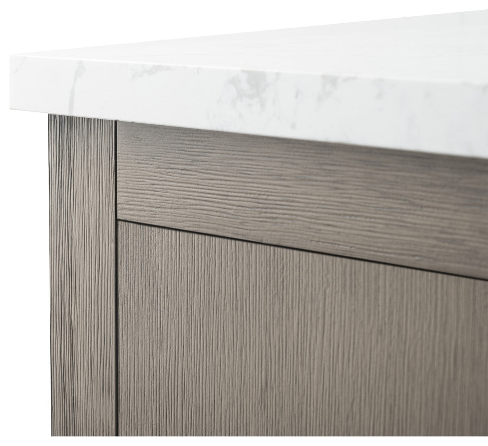 Vanity Art Bathroom Vanity With Sink, Driftwood Gray, 60", Single Sink, Golden Brushed