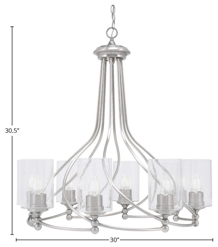 Capri 8-Light Chandelier, Brushed Nickel/Clear Bubble