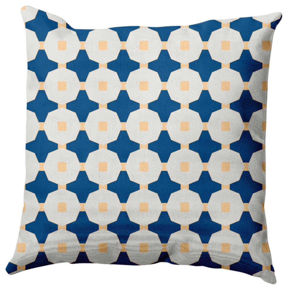 Button Up Decorative Throw Pillow, Dark Cobalt Blue, 16"x16"