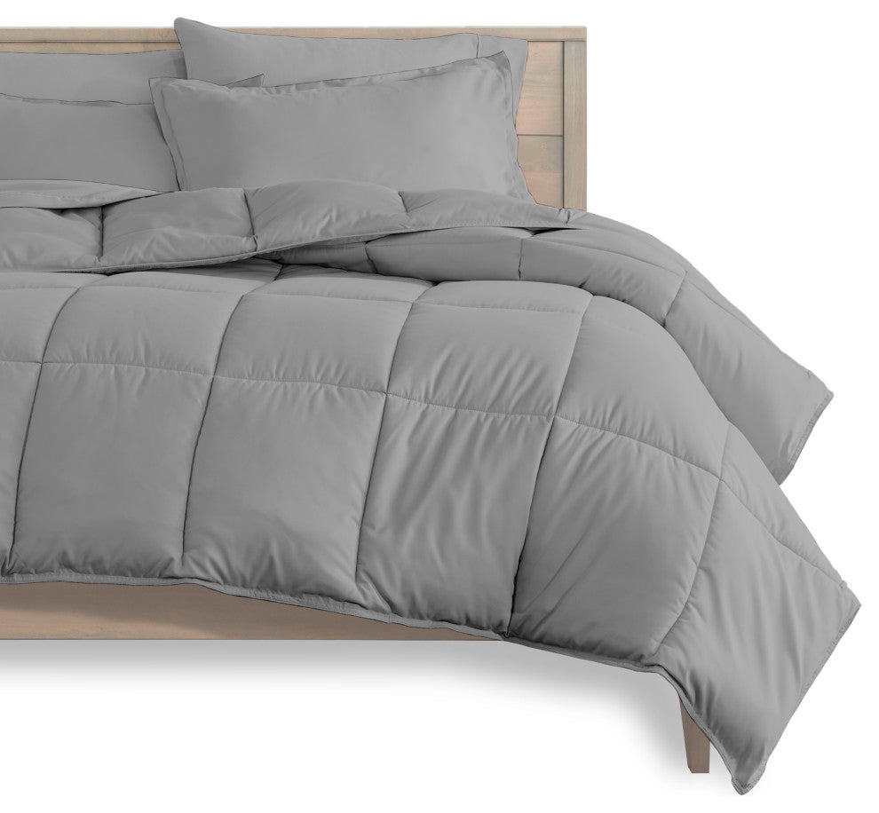 Bare Home 7-Piece Queen, King & Cal King Bed-in-a-Bag, Light Gray, Light Gray, Q