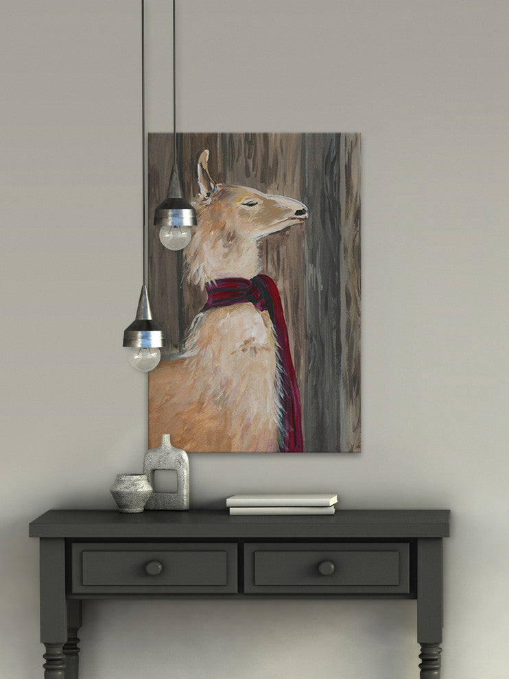 "Llama on Duty" Painting Print on Wrapped Canvas, 20"x30"