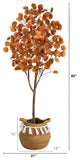 5ft. Artificial Autumn Eucalyptus Tree With Handmade Basket With Tassels