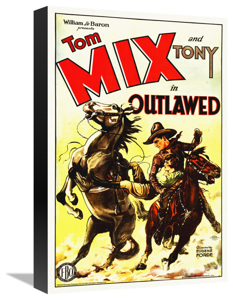 "Tom Mix, Outlawed" Stretched Canvas Giclee by Hollywood Photo Archive, 12x18"