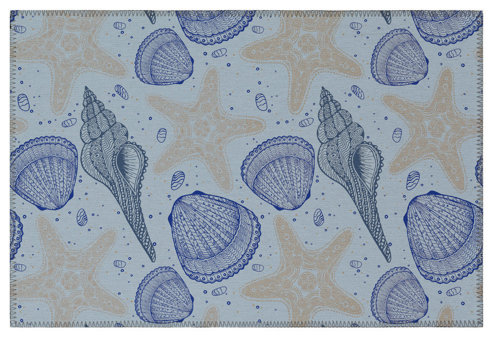 Indoor/Outdoor Seabreeze SZ4 Sky Machine Washable 1'8" x 2'6" Rug