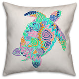 Bright Multi Color Turtle 16x16 Throw Pillow