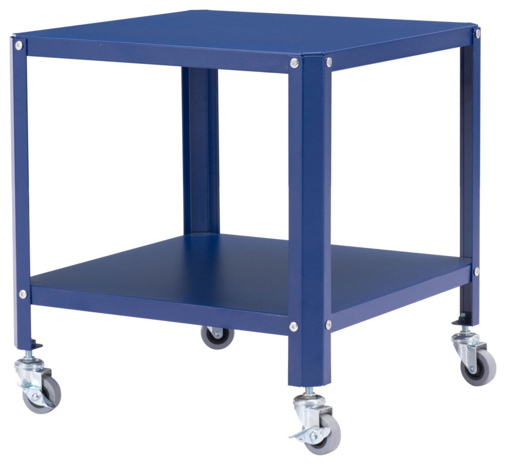 Sofa Side Table, Square, Steel Metal, Blue, Lounge Cafe Lobby Hospitality