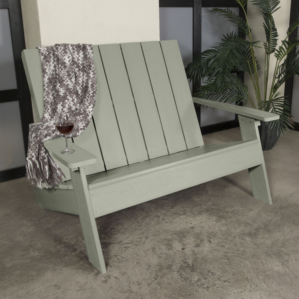 Italica Modern Double Wide Modern Adirondack Chair, Eucalyptus