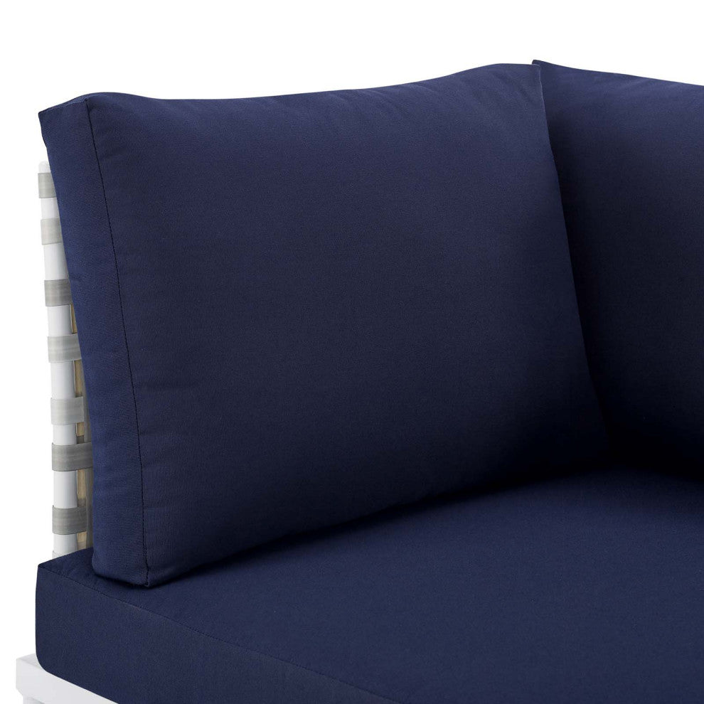 Lounge Loveseat Sofa, Sunbrella, Aluminum, Metal, Blue Navy, Modern, Outdoor