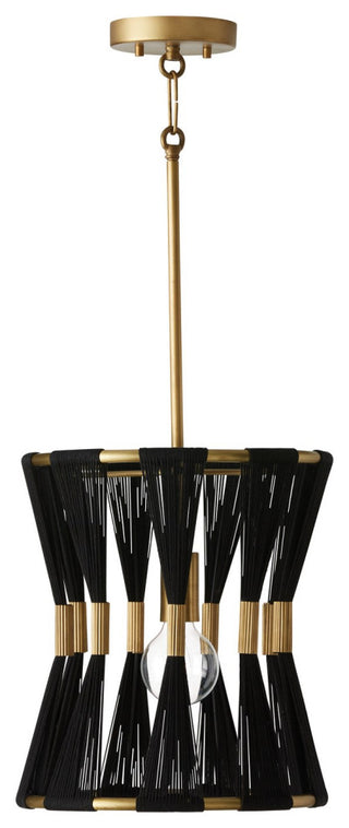 Capital Lighting Bianca 1-Light Pendant 341111KP Black Rope and Patinaed Brass