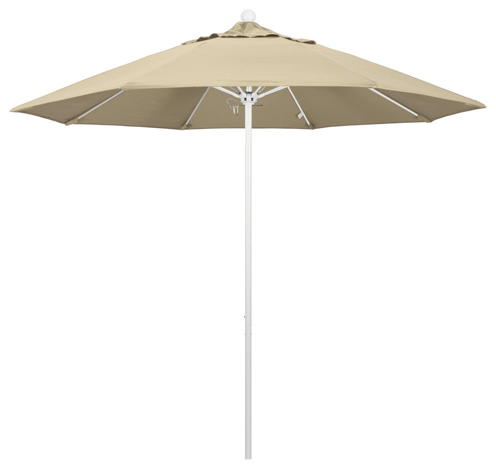 9' Fiberglass Umbrella Pulley OpenWhite, Sunbrella, Antique Beige