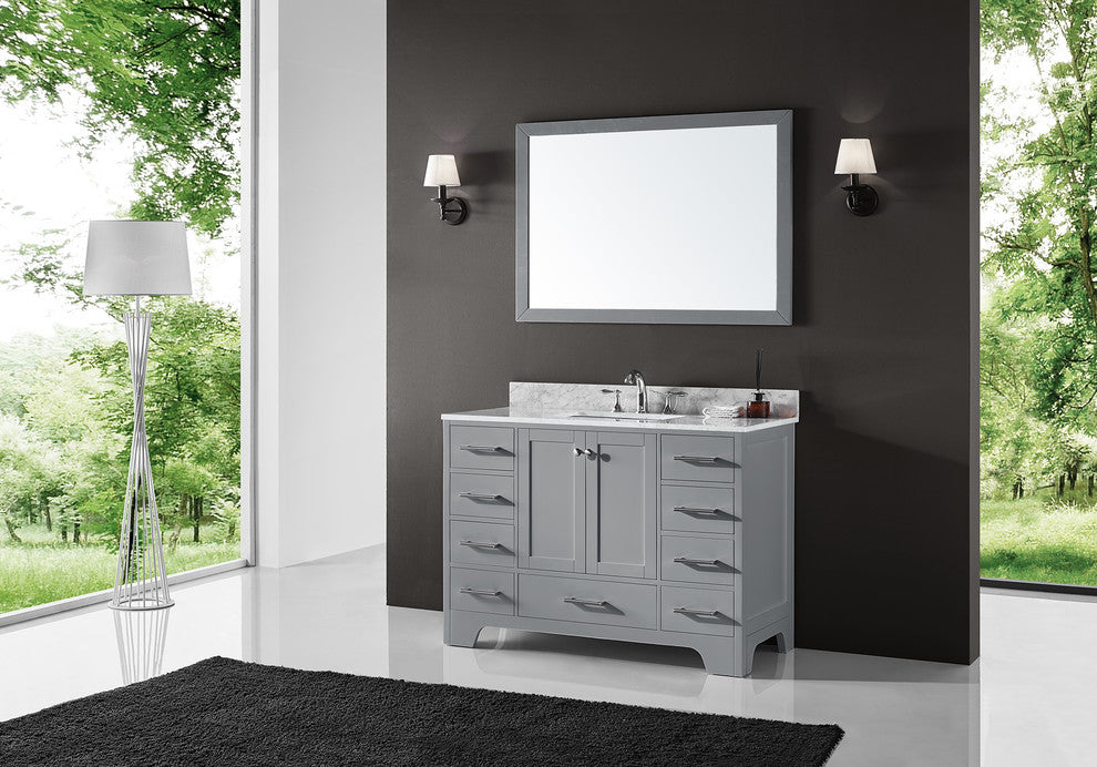 48" Single Sink Bathroom Vanity With Carrara Marble Top