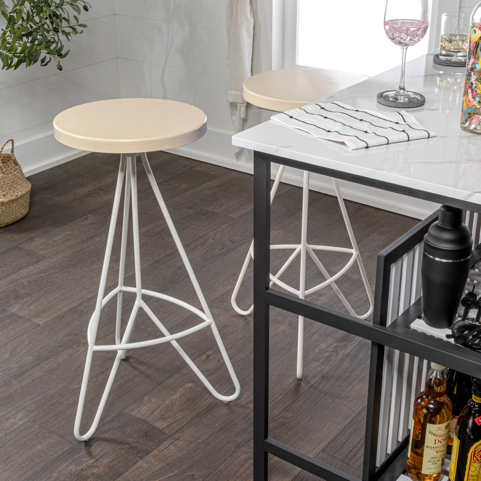 Trinity Modern Industiral Iron Tripod Backless Bar Stool, Brown
