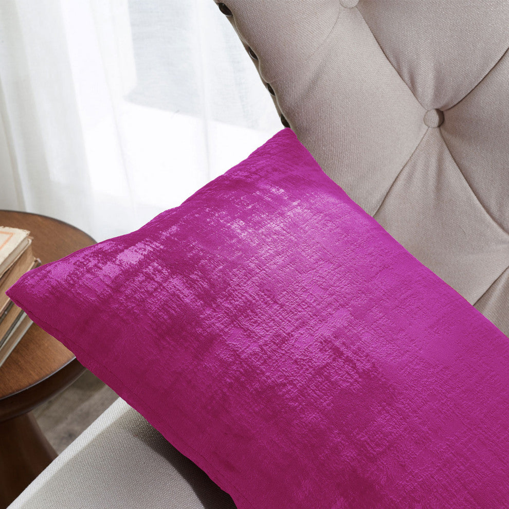 Velvet 2 Piece Lumbar Pillow Cover Set, Raspberry Rose, 2 Piece, 14"x26"