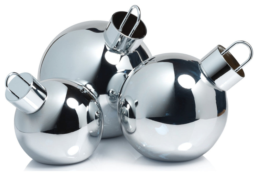 LED Oversized 7.75" Silver Glass Ball Ornament
