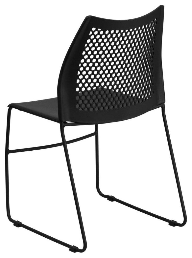 Black Sled Base Stack Chair RUT-498A-BLACK-GG