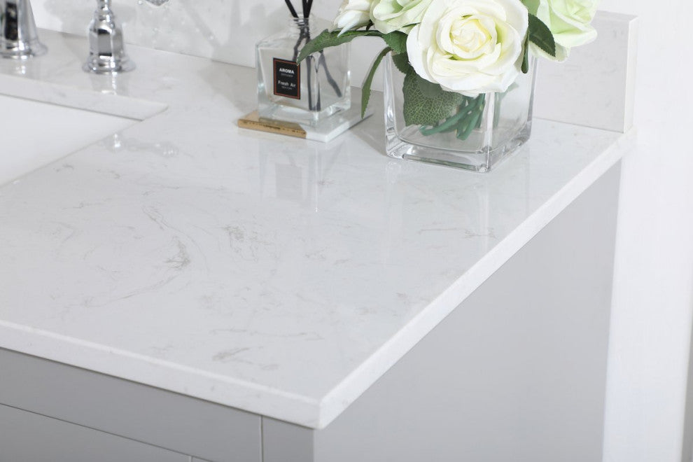 Mia 48" Single Bathroom Vanity, Gray With Backsplash