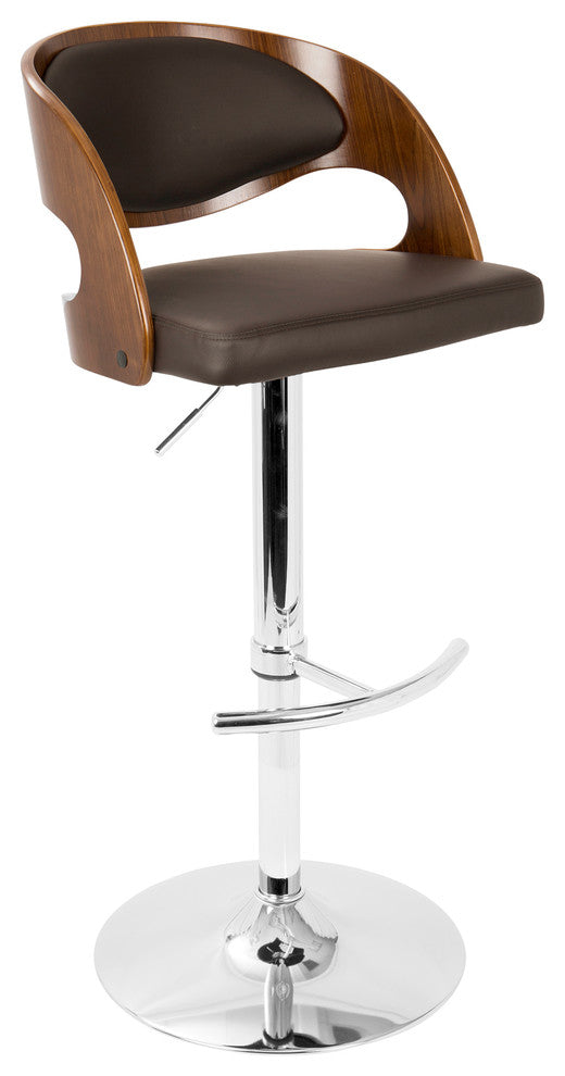 LumiSource Pino Barstool With Swivel, Walnut And Brown