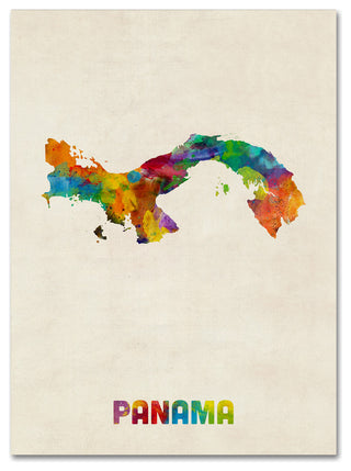 'Panama Watercolor Map' Canvas Art by Michael Tompsett