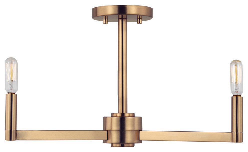 Fullton 3-Light Semi-Flush Mount, Satin Brass