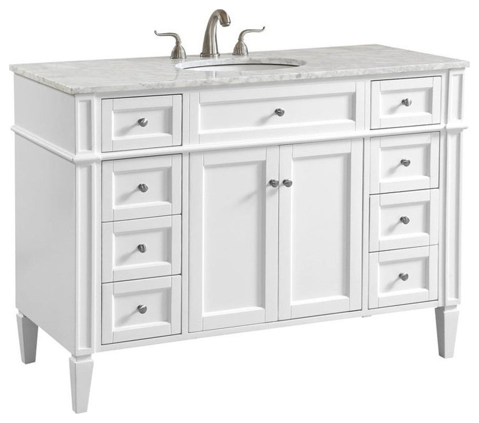 Elegant Decor Park Avenue 48" Wood Single Bathroom Vanity in White