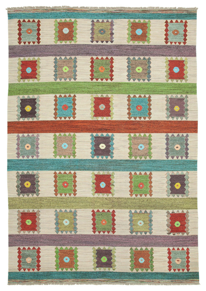 Rug N Carpet - Handwoven Turkish 9' 11'' x 14' 5'' Flatweave Wool Kilim Rug