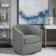 Madison Park Tyler Upholstered Swivel Barrel Chair with Nailheads, Grey