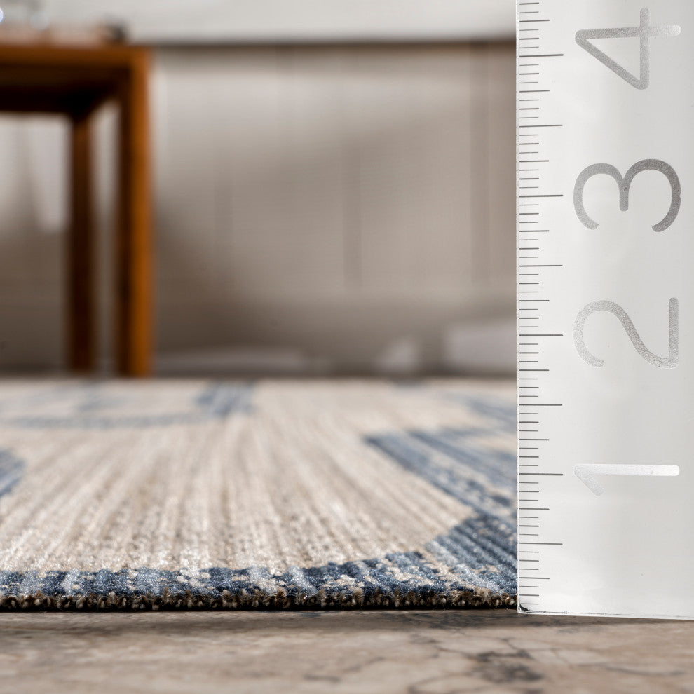 Nuloom Milani Contemporary Washable Indoor/Outdoor Rug, Navy 7'5"x9'6"