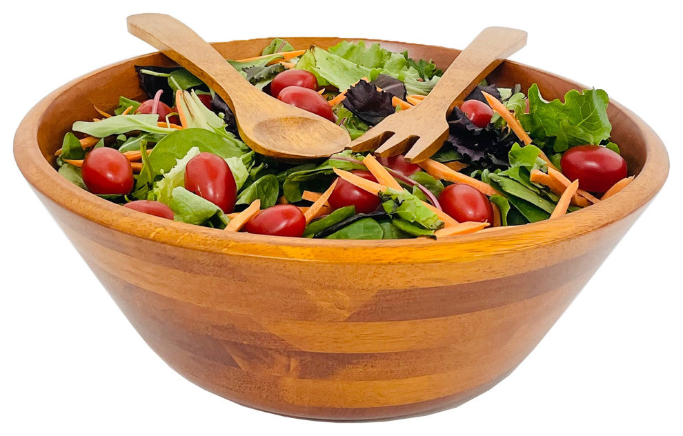 3 Piece Wood Salad Bowl Set, Large