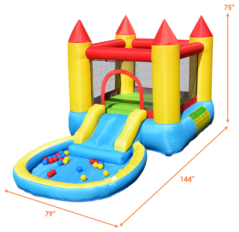 Costway Inflatable Kids Slide Jumping Castle Bouncer W/ balls Pool & Bag