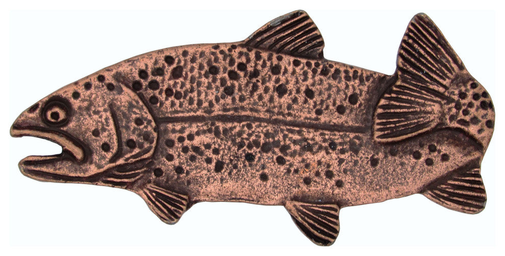 Trout Left Facing Cabinet Knob, 2", Antique Copper