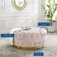 Tufted Accent Chair Ottoman, Round, Velvet, Pink, Modern, Lounge Hospitality