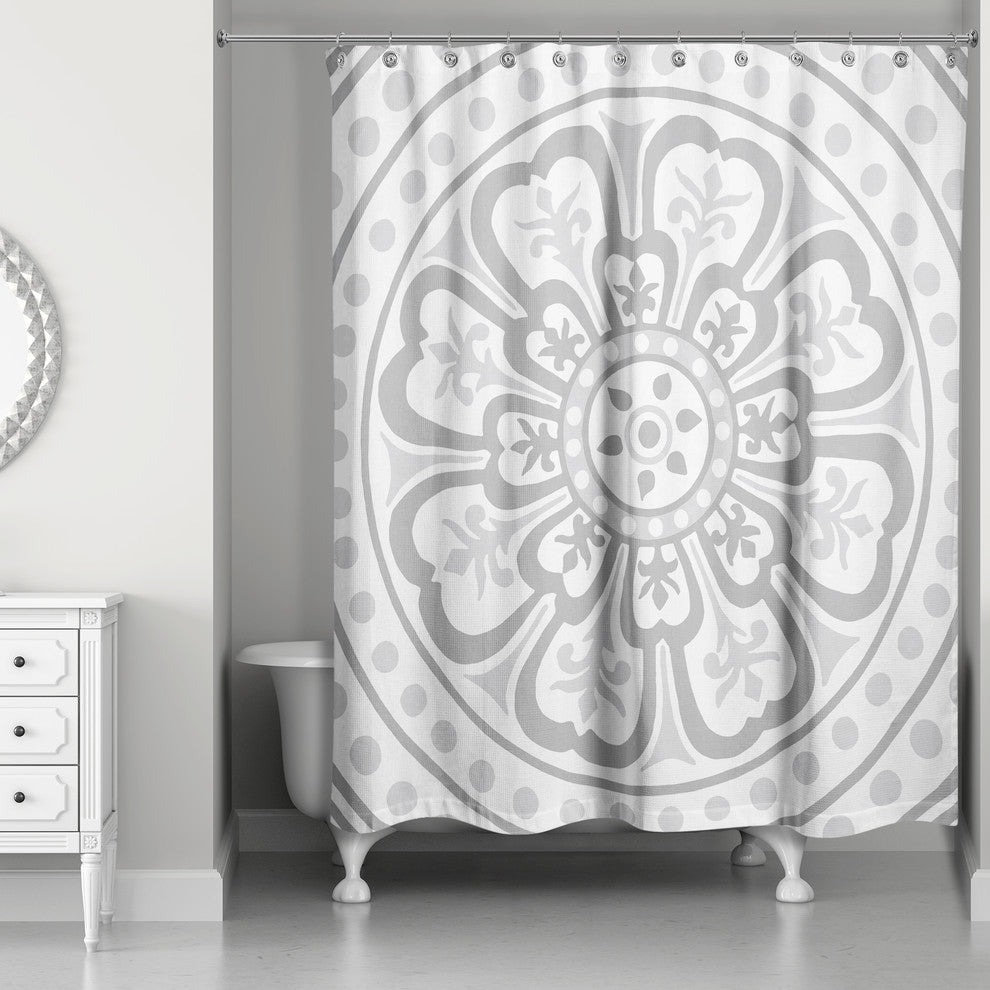 Medallion Shower Curtain, Gray