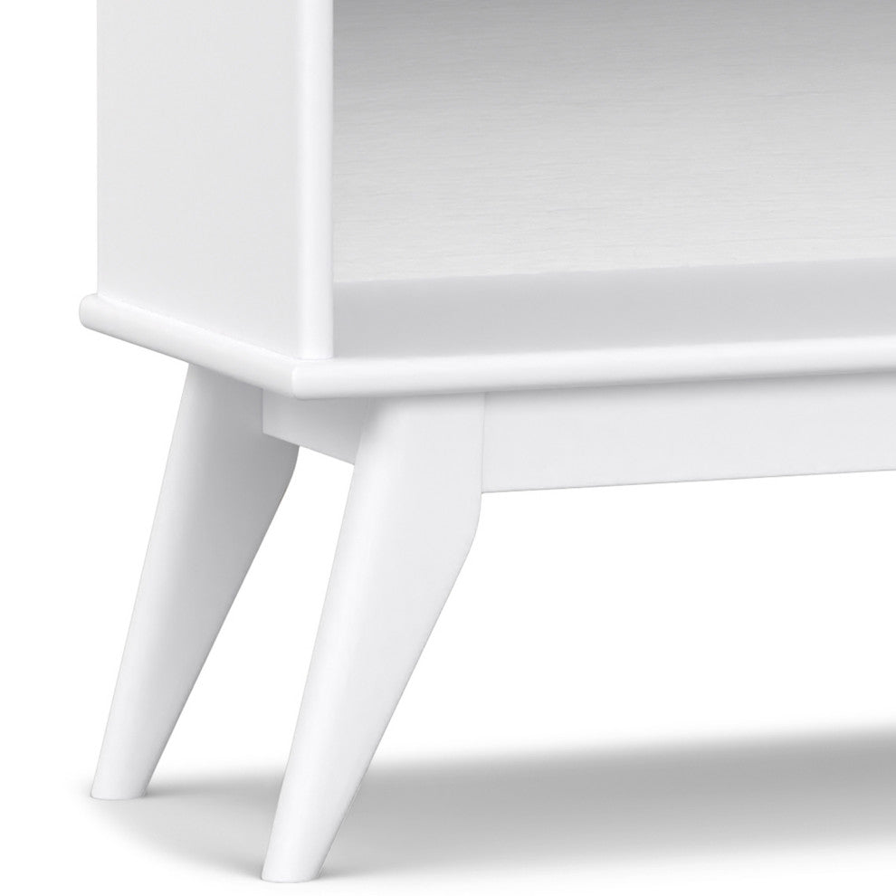 Draper Solid Hardwood Mid Century Low Bookcase, White