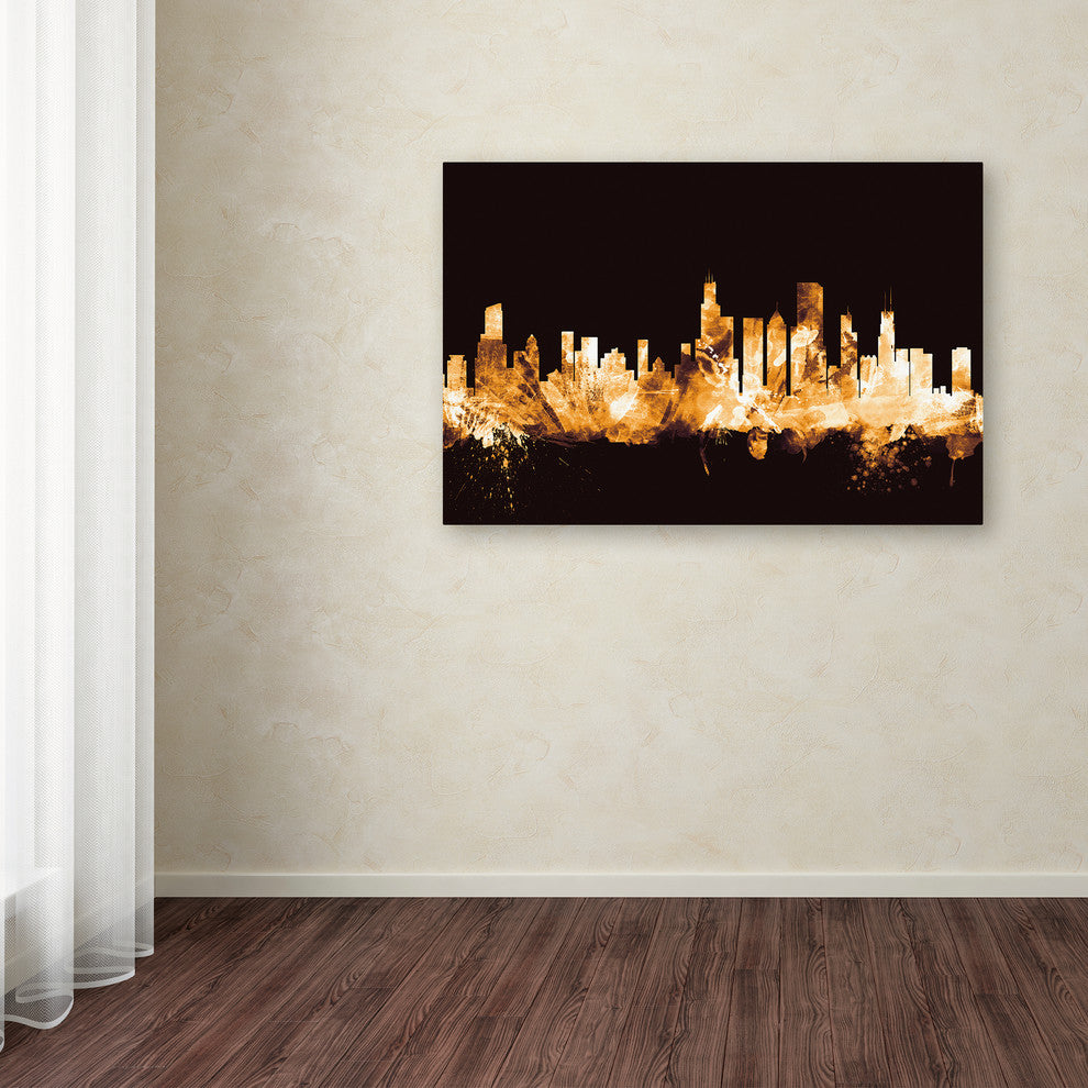 Michael Tompsett ''Chicago Illinois Skyline Gold'' Canvas Art, 12x19