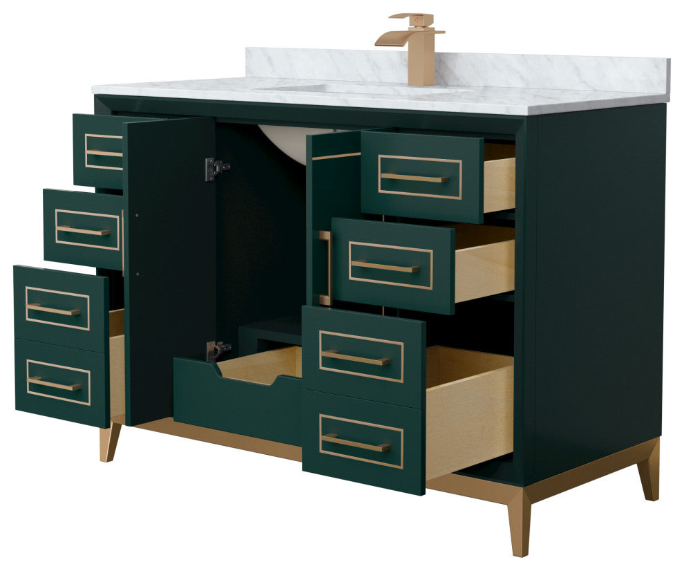Marlena 48" Green Single Vanity, Top, Bronze Trim