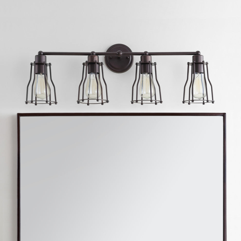 Evelyn Metal Vanity Light, Oil Rubbed Bronze, 4-Light