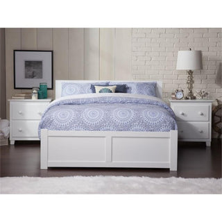 Bowery Hill Full Platform Panel Bed with Trundle in White