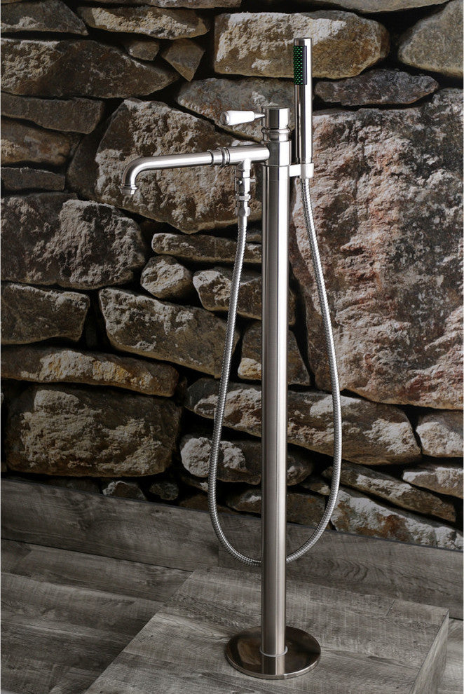 Kingston Brass Freestanding Tub Faucet With Hand Shower, Brushed Nickel